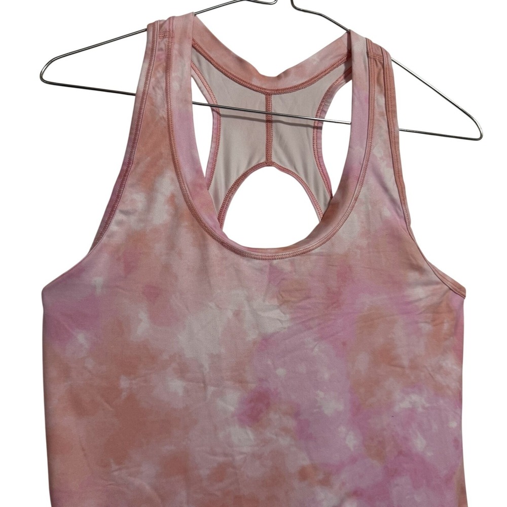 Athleta Womens Pink Tie Dye Racerback Keyhole Activewear Tank Top Size Small - Picture 5 of 11